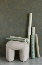340145 Geo Floral Green Gilded Wallpaper by Eijffinger
