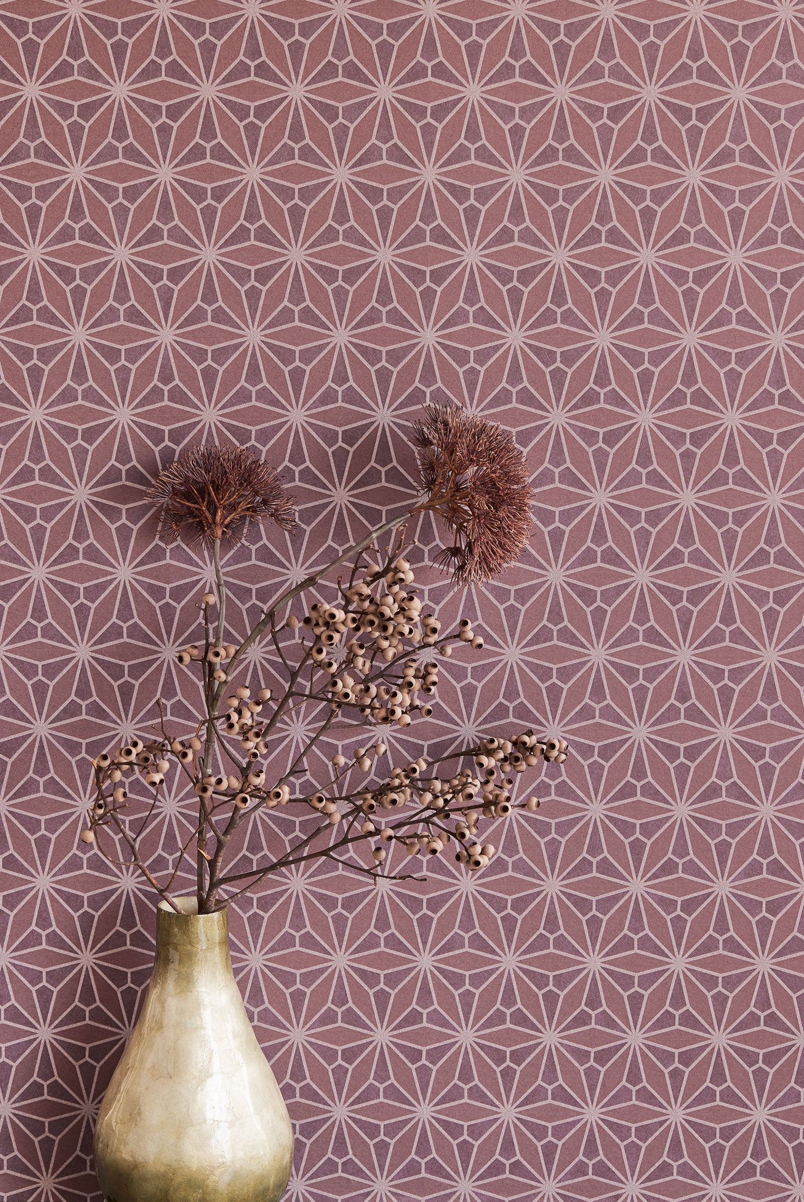 340146 Geo Floral Red Gilded Wallpaper by Eijffinger