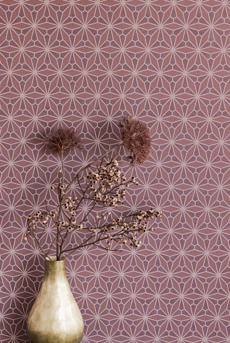 340146 Geo Floral Red Gilded Wallpaper by Eijffinger