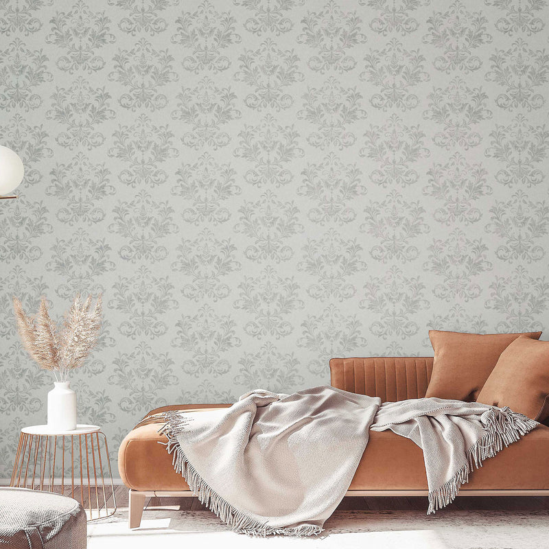 34014 Damask The New Design Book Grey and Silver Wallpaper By Galerie