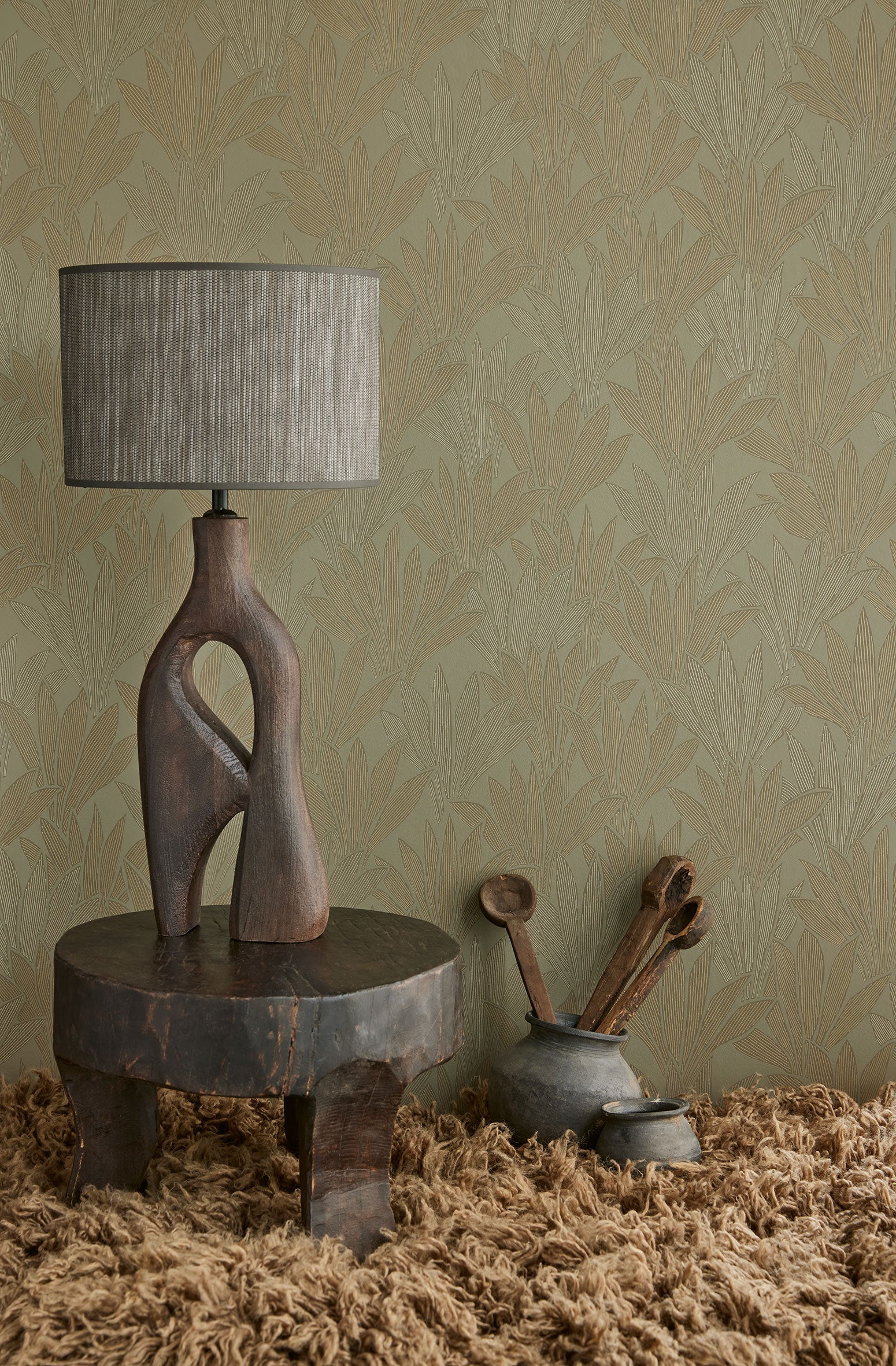 340151 Abstract Palm Green Gilded Wallpaper by Eijffinger