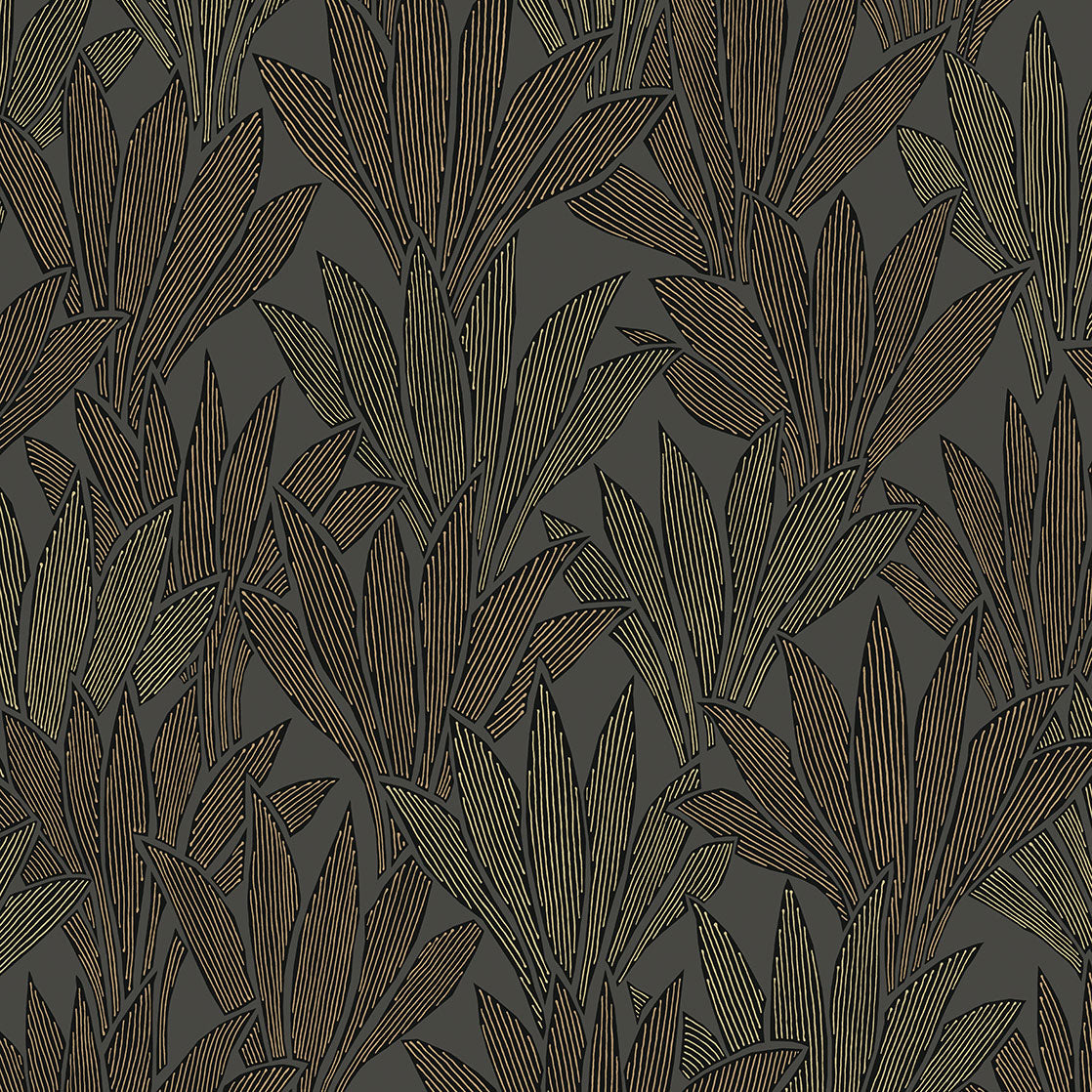 340154 Abstract Palm Silver Grey Gilded Wallpaper by Eijffinger