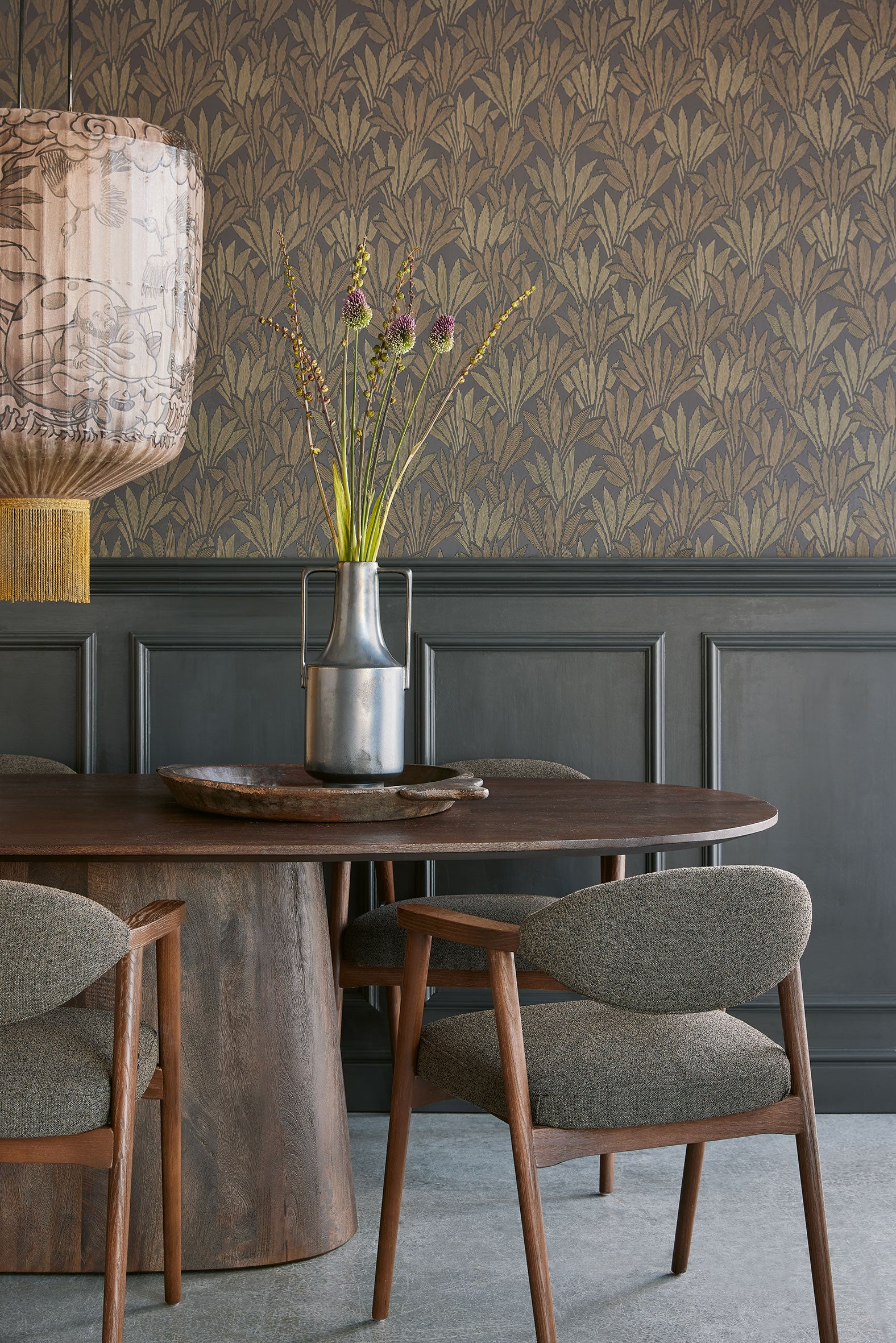 340154 Abstract Palm Silver Grey Gilded Wallpaper by Eijffinger