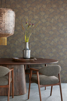 340154 Abstract Palm Silver Grey Gilded Wallpaper by Eijffinger
