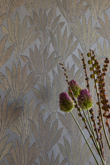 340154 Abstract Palm Silver Grey Gilded Wallpaper by Eijffinger