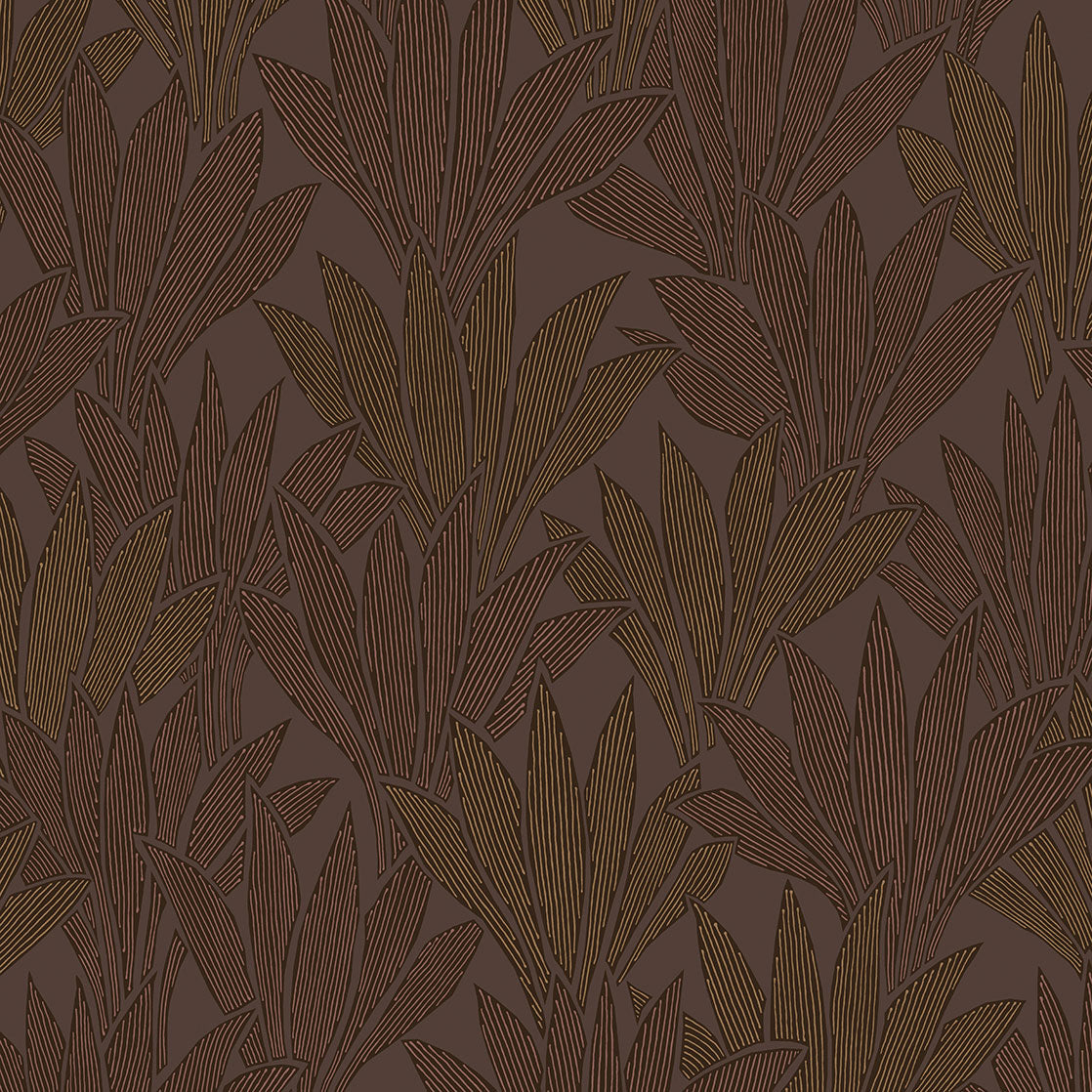 340155 Abstract Palm Red Brown Gilded Wallpaper by Eijffinger