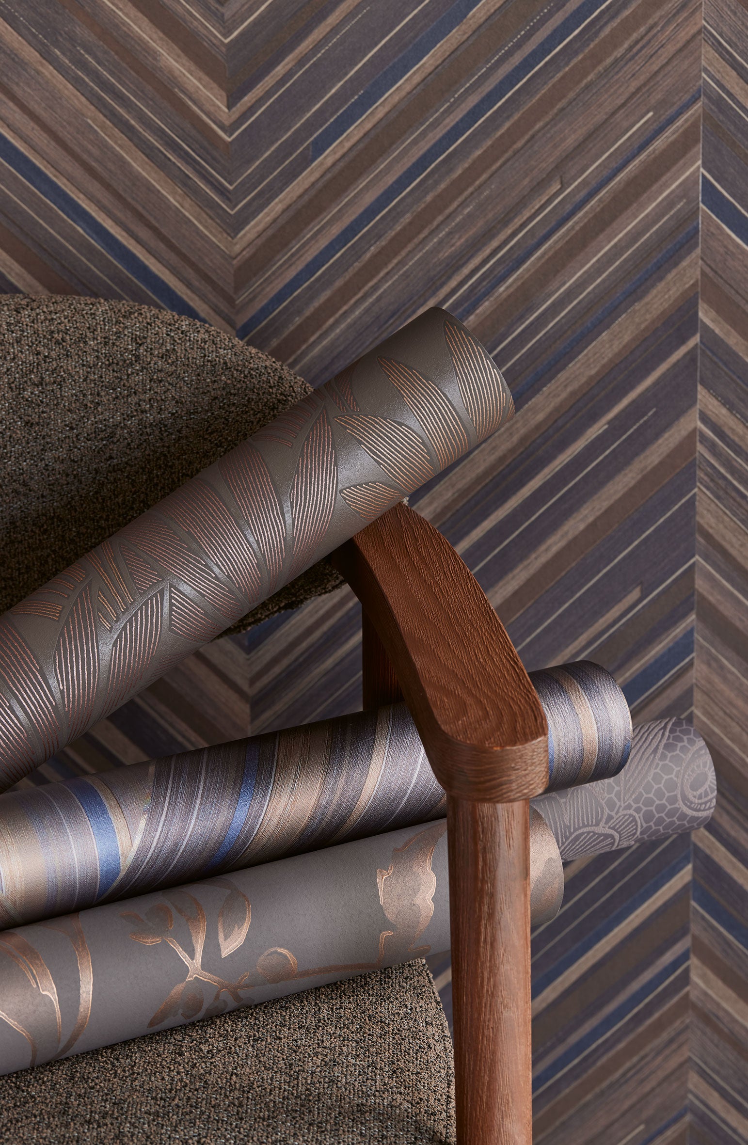 340155 Abstract Palm Red Brown Gilded Wallpaper by Eijffinger