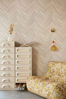 340160 Herringbone Cream Gilded Wallpaper by Eijffinger