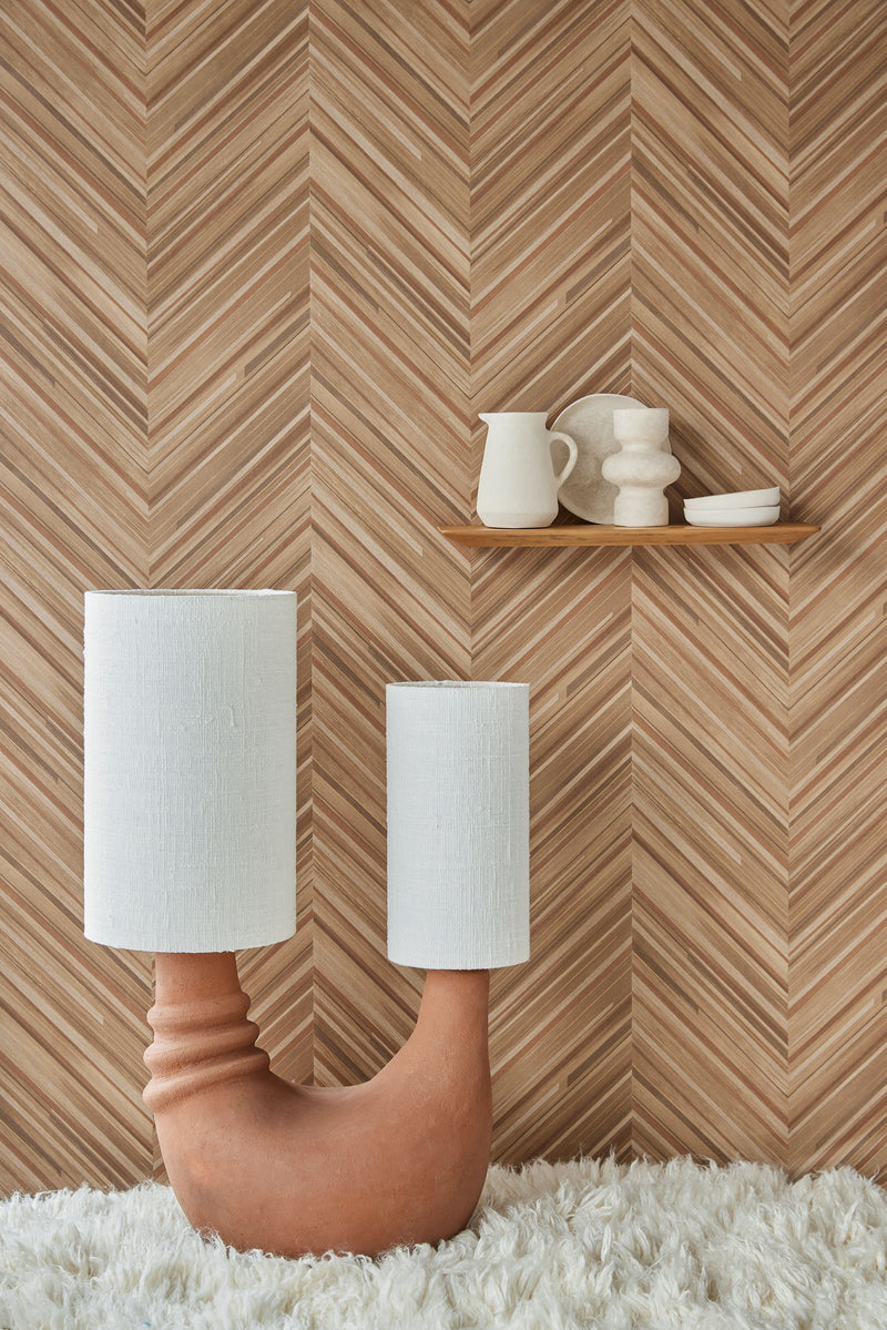 340162 Herringbone Copper Gilded Wallpaper by Eijffinger