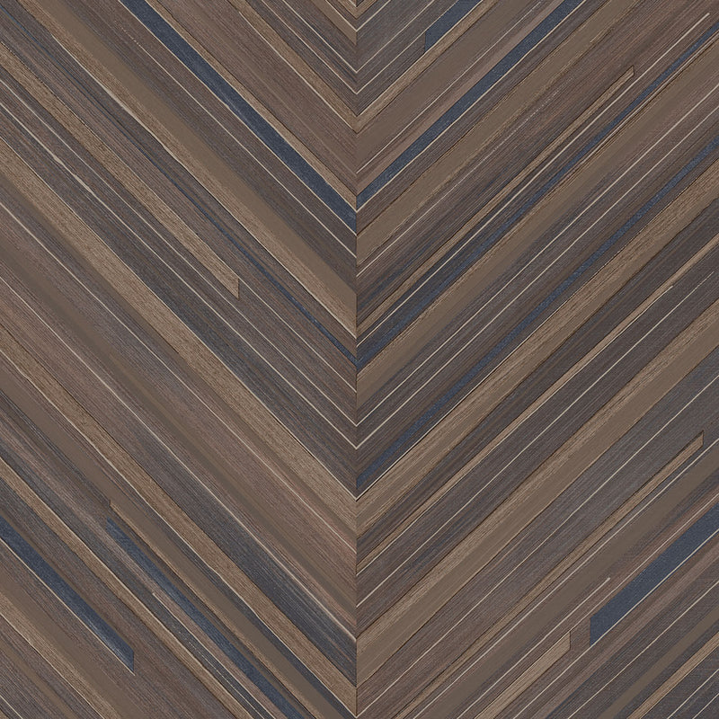 340164 Herringbone Brown Blue Gilded Wallpaper by Eijffinger