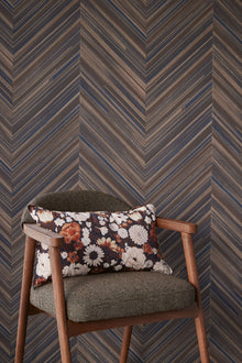 340164 Herringbone Brown Blue Gilded Wallpaper by Eijffinger