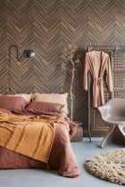 340165 Herringbone Dark Brown Gilded Wallpaper by Eijffinger