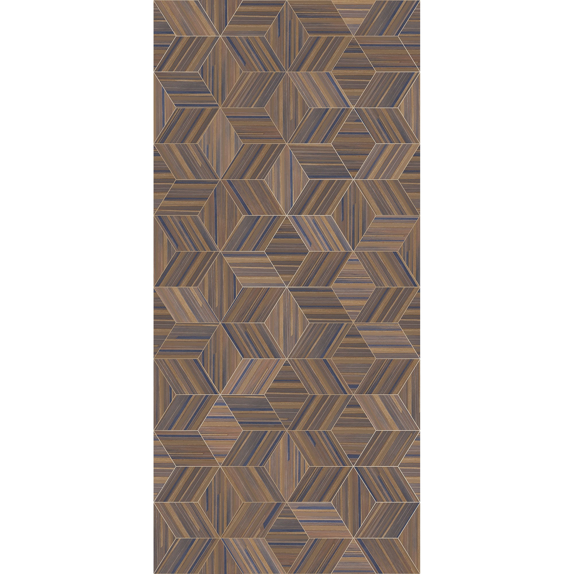 340180 Herringbone Geo Dark Brown Gilded Mural by Eijffinger