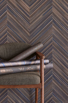340180 Herringbone Geo Dark Brown Gilded Mural by Eijffinger