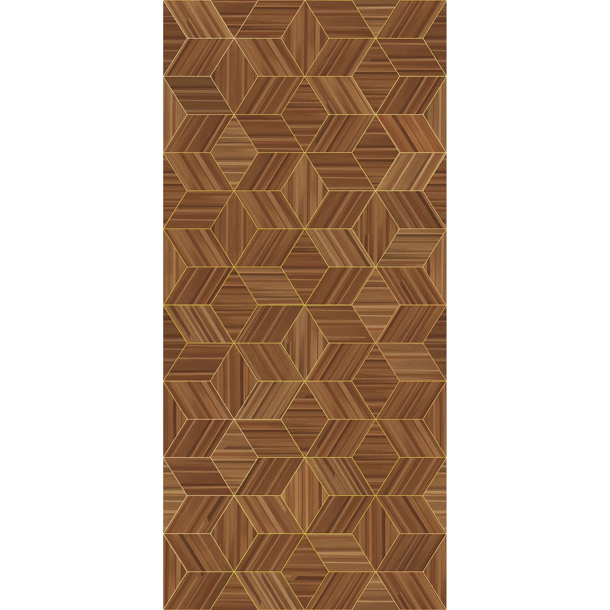 340181 Herringbone Geo Brown Taupe Gilded Mural by Eijffinger