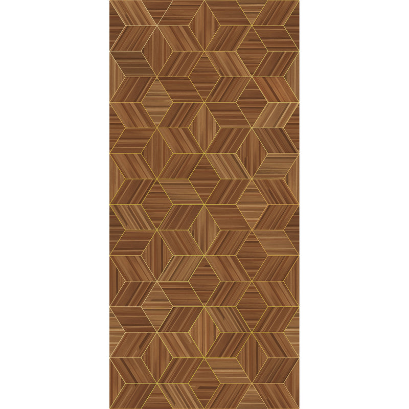340181 Herringbone Geo Brown Taupe Gilded Mural by Eijffinger