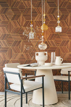 340181 Herringbone Geo Brown Taupe Gilded Mural by Eijffinger