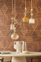340181 Herringbone Geo Brown Taupe Gilded Mural by Eijffinger