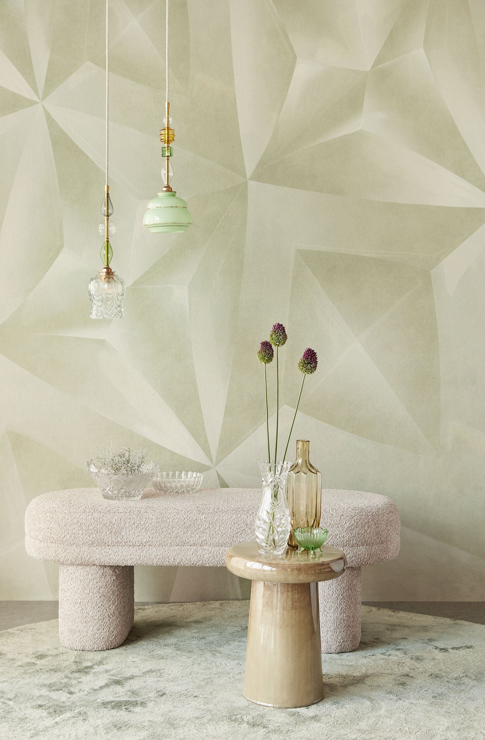 340185 Crystal XL Green Gilded Mural by Eijffinger