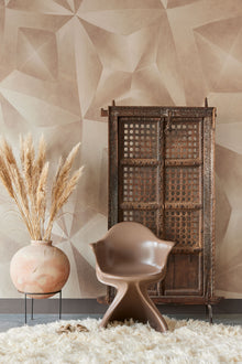 340189 Geo Diamond Brown Gilded Mural by Eijffinger