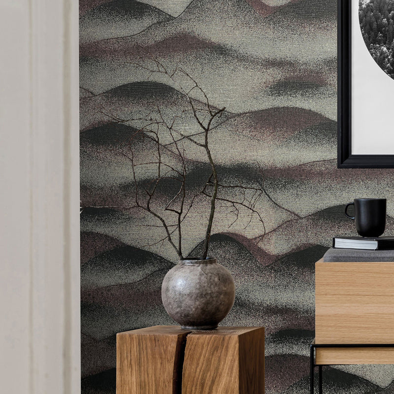 34022 Abstract The New Design Book Black, Silver and Burgundy Wallpaper By Galerie