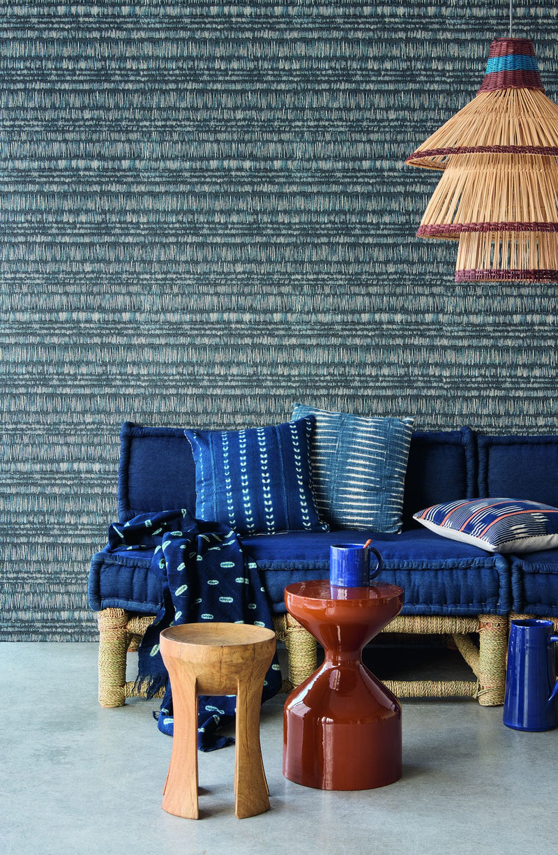 340264 Ethnic Stripe Blue Wallpaper by Eijffinger