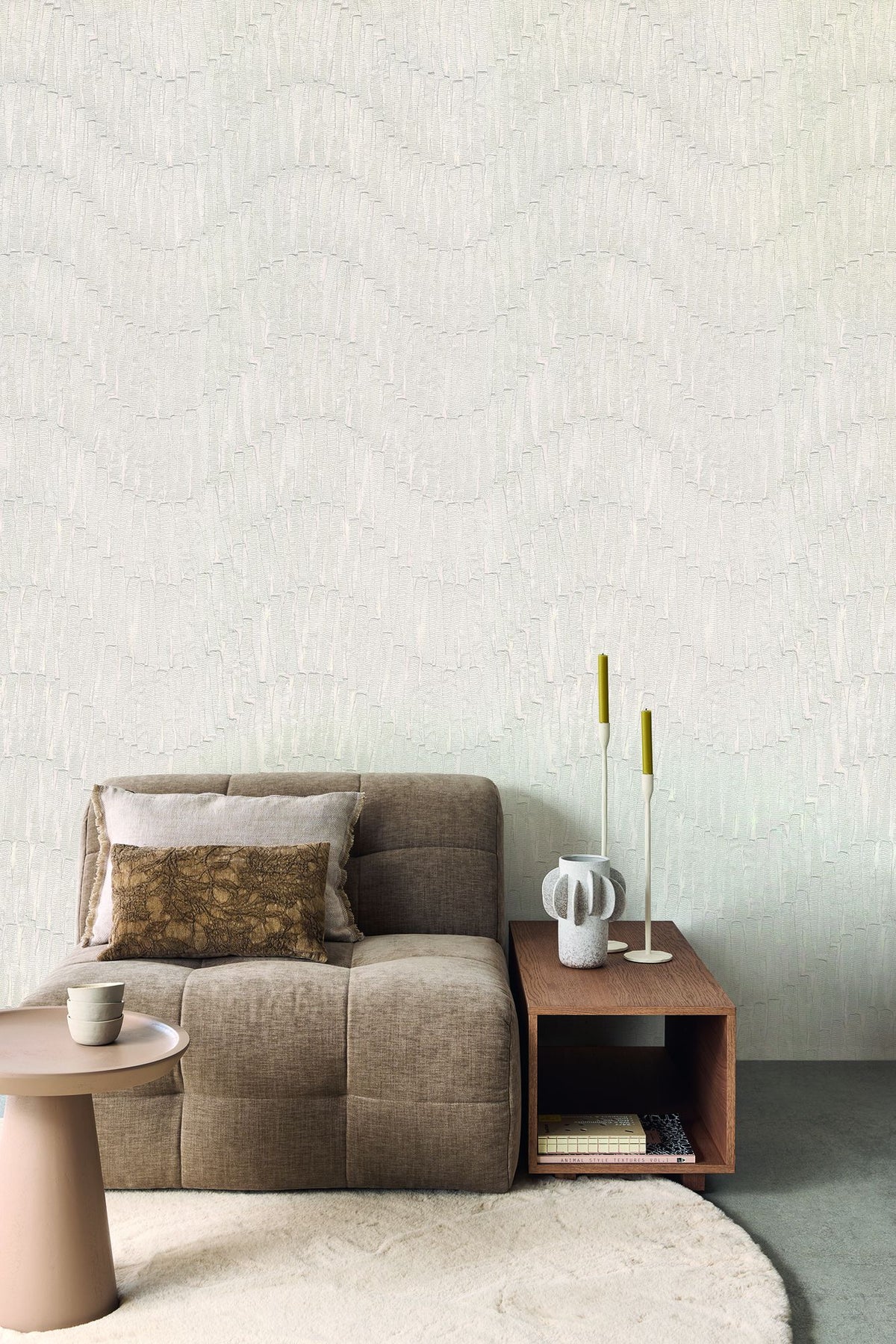 Wavy Ribbon Ivory Sensory Mural by Eijffinger