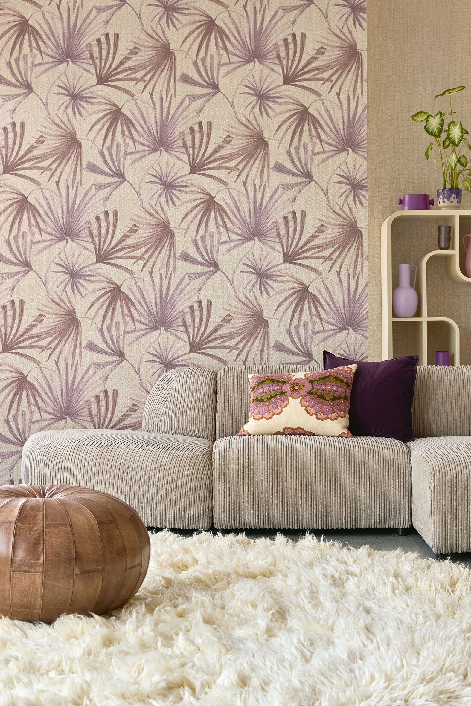 340512 Retro Palms Purple Groovy Wallpaper by Eijffinger