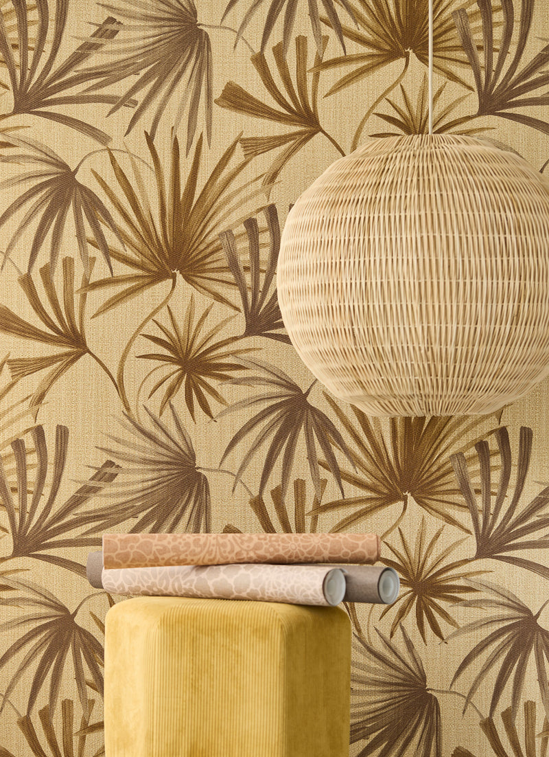 340515 Retro Palms Brown Groovy Wallpaper by Eijffinger