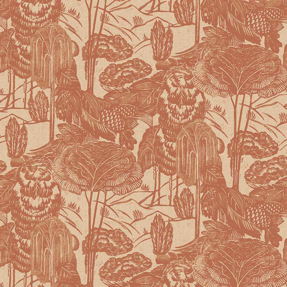 340543 Nostalgic Evergreen Terracotta Groovy Wallpaper by Eijffinger