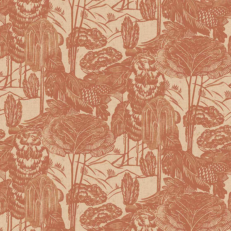 340543 Nostalgic Evergreen Terracotta Groovy Wallpaper by Eijffinger