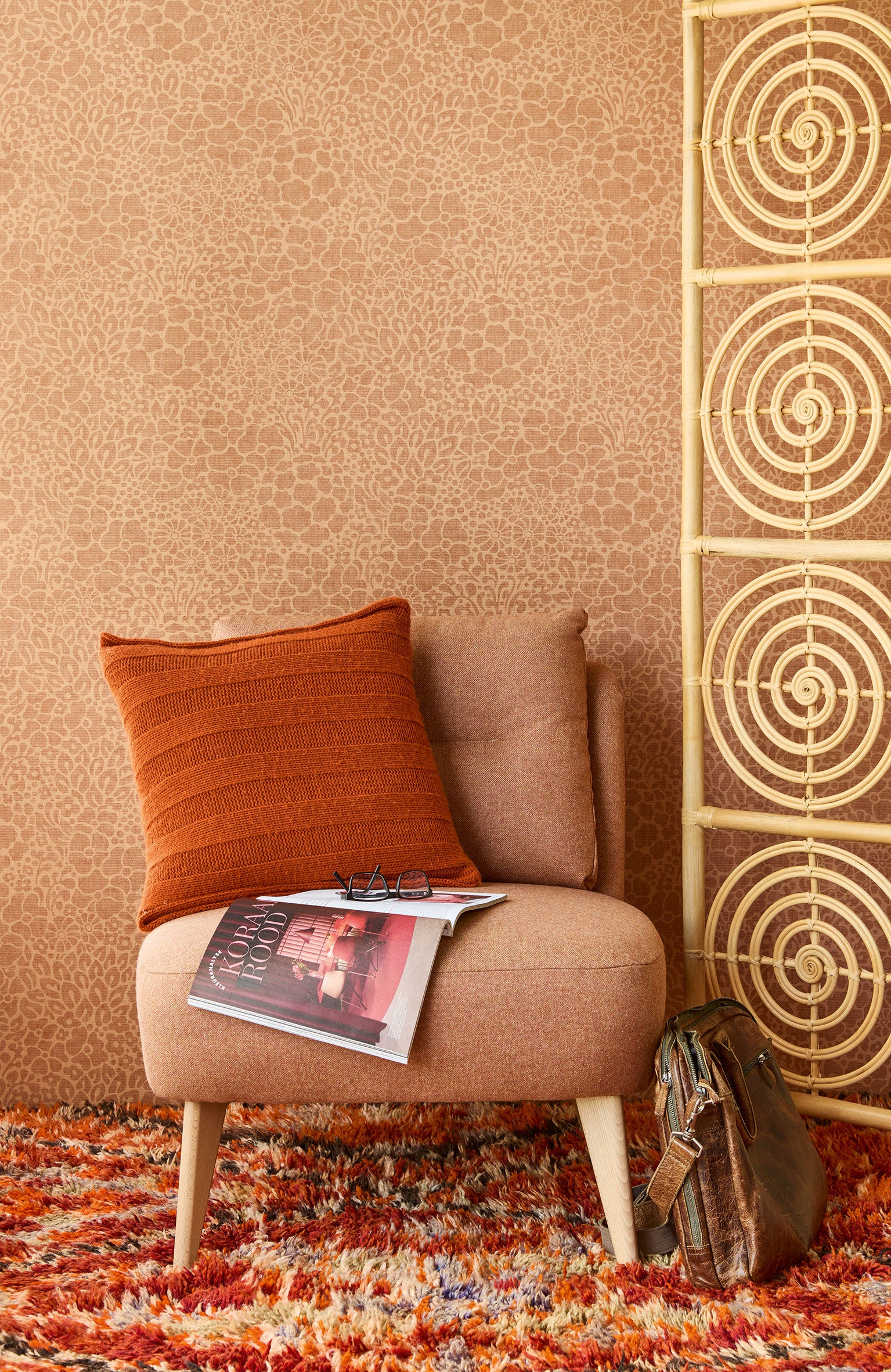 340553 Seventies Floral Terracotta Groovy Wallpaper by Eijffinger