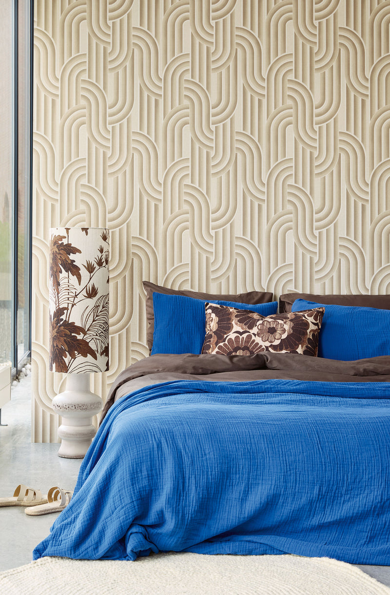 340560 Retro Arches Beige Groovy Wallpaper by Eijffinger