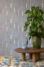 340565 Retro Arches Blue Groovy Wallpaper by Eijffinger