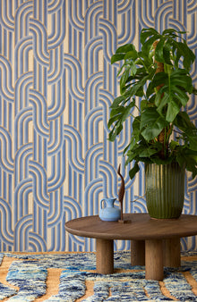 340565 Retro Arches Blue Groovy Wallpaper by Eijffinger