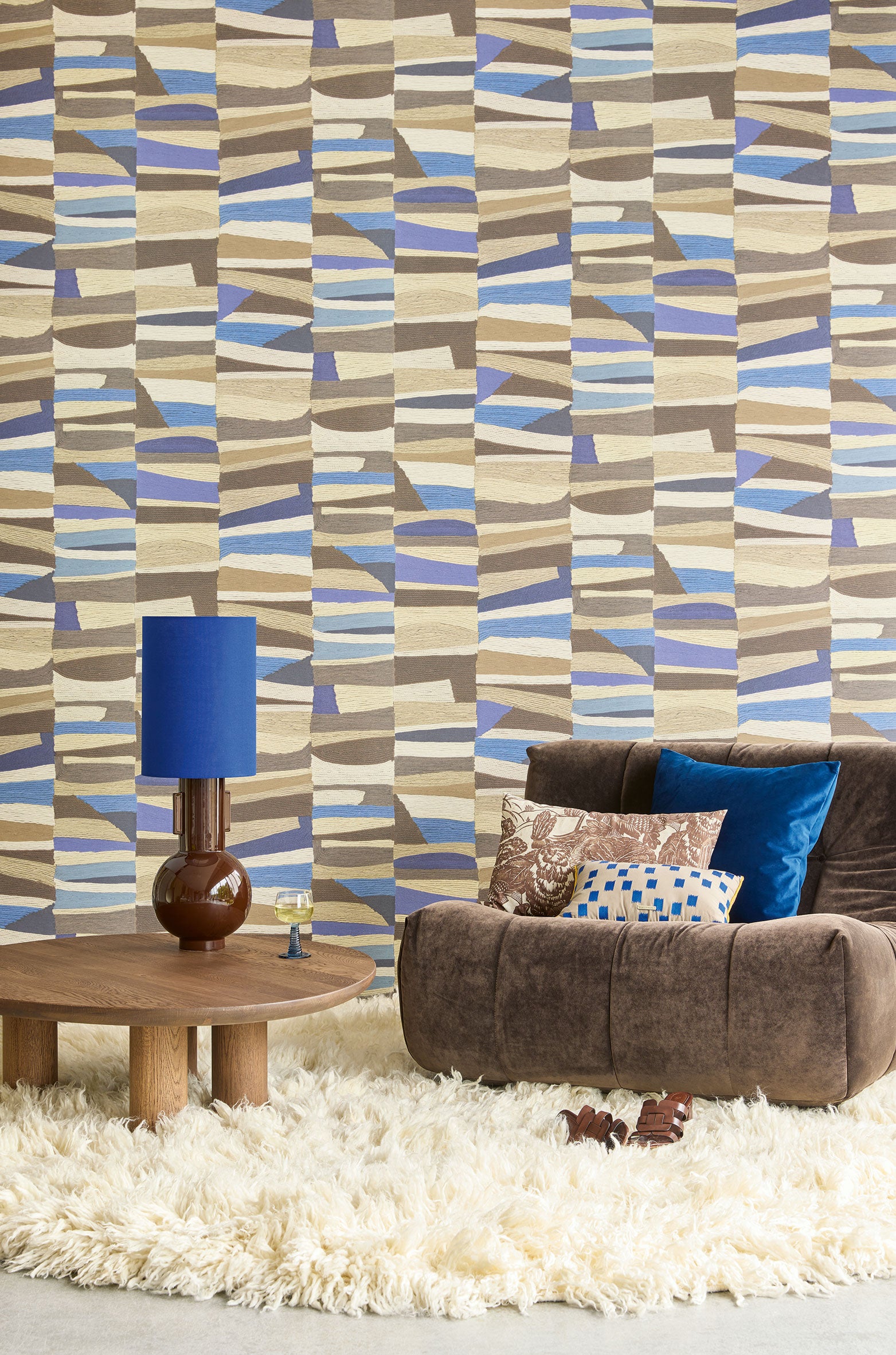 340572 Abstract Bricks Blue Groovy Wallpaper by Eijffinger