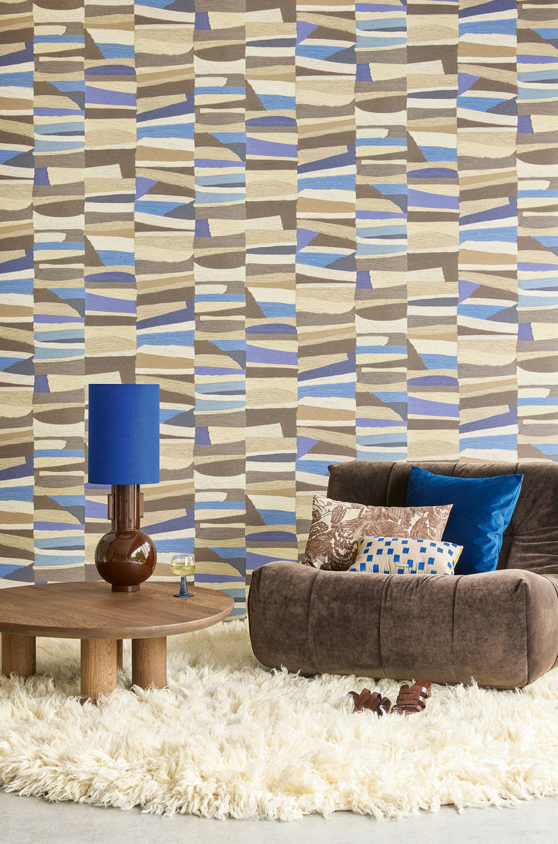 340572 Abstract Bricks Blue Groovy Wallpaper by Eijffinger