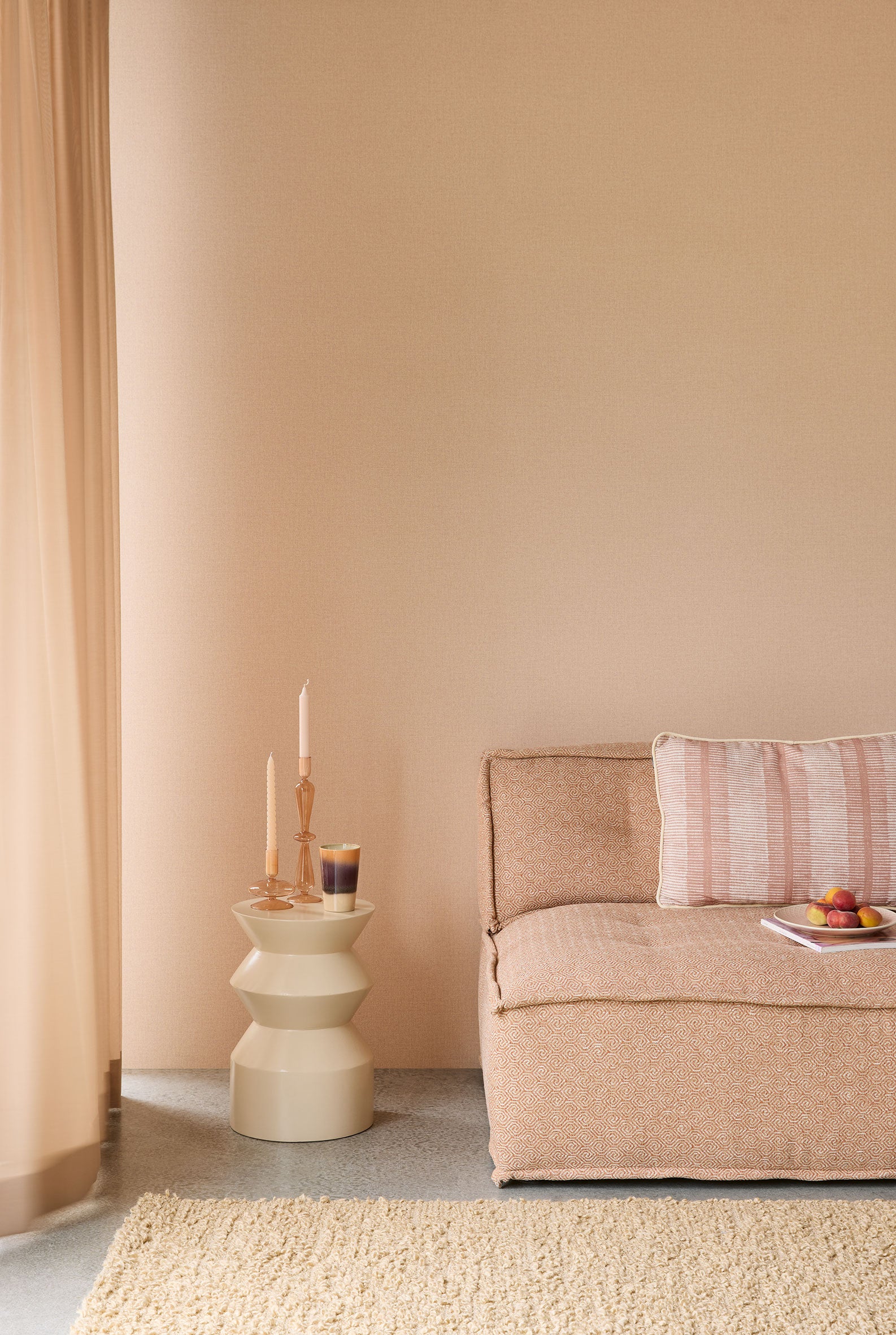 340622 Plain Texture Peach Linen Look Wallpaper by Eijffinger