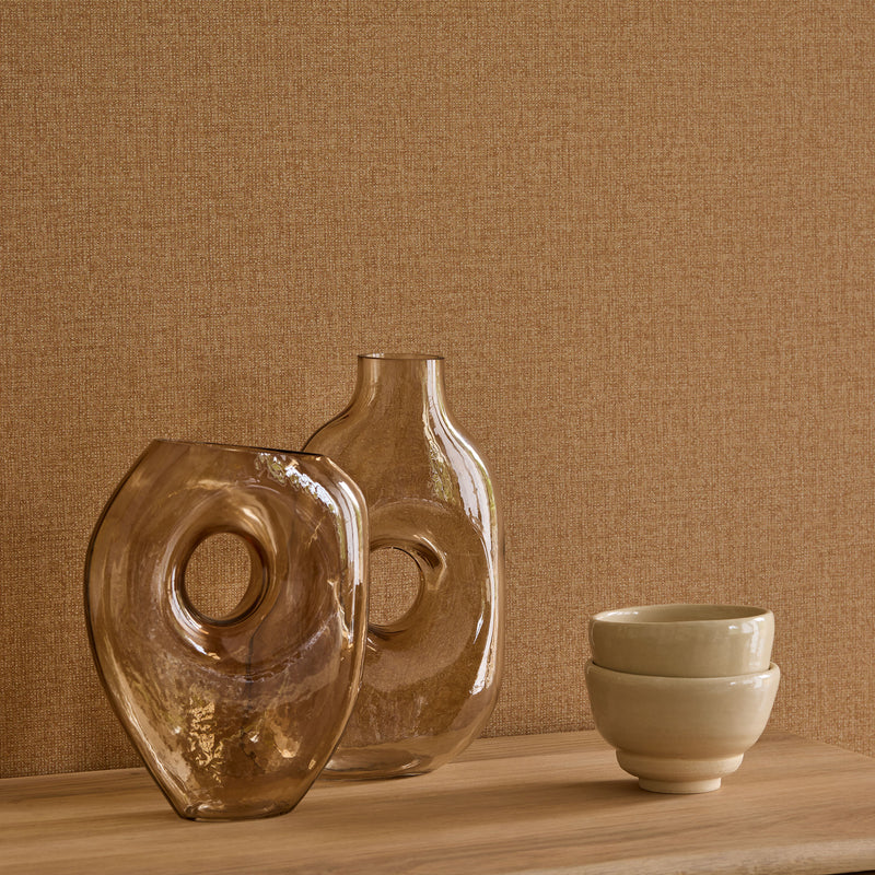 340631 Plain Texture Camel Linen Look Wallpaper by Eijffinger