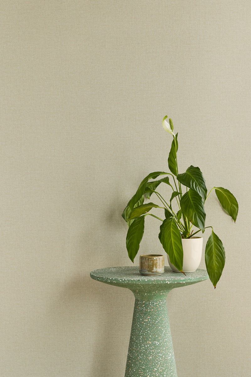 340635 Plain Texture Pistachio Linen Look Wallpaper by Eijffinger