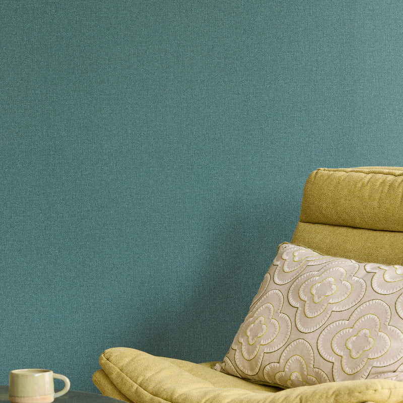 340639 Plain Texture Emerald Linen Look Wallpaper by Eijffinger