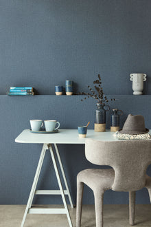 340642 Plain Texture Midnight Blue Linen Look Wallpaper by Eijffinger