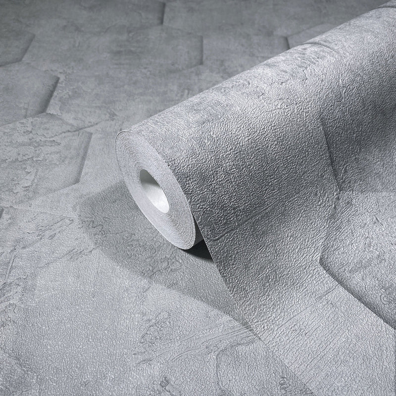 34160 3D Geometric Hexagon The New Design Book Grey Wallpaper By Galerie