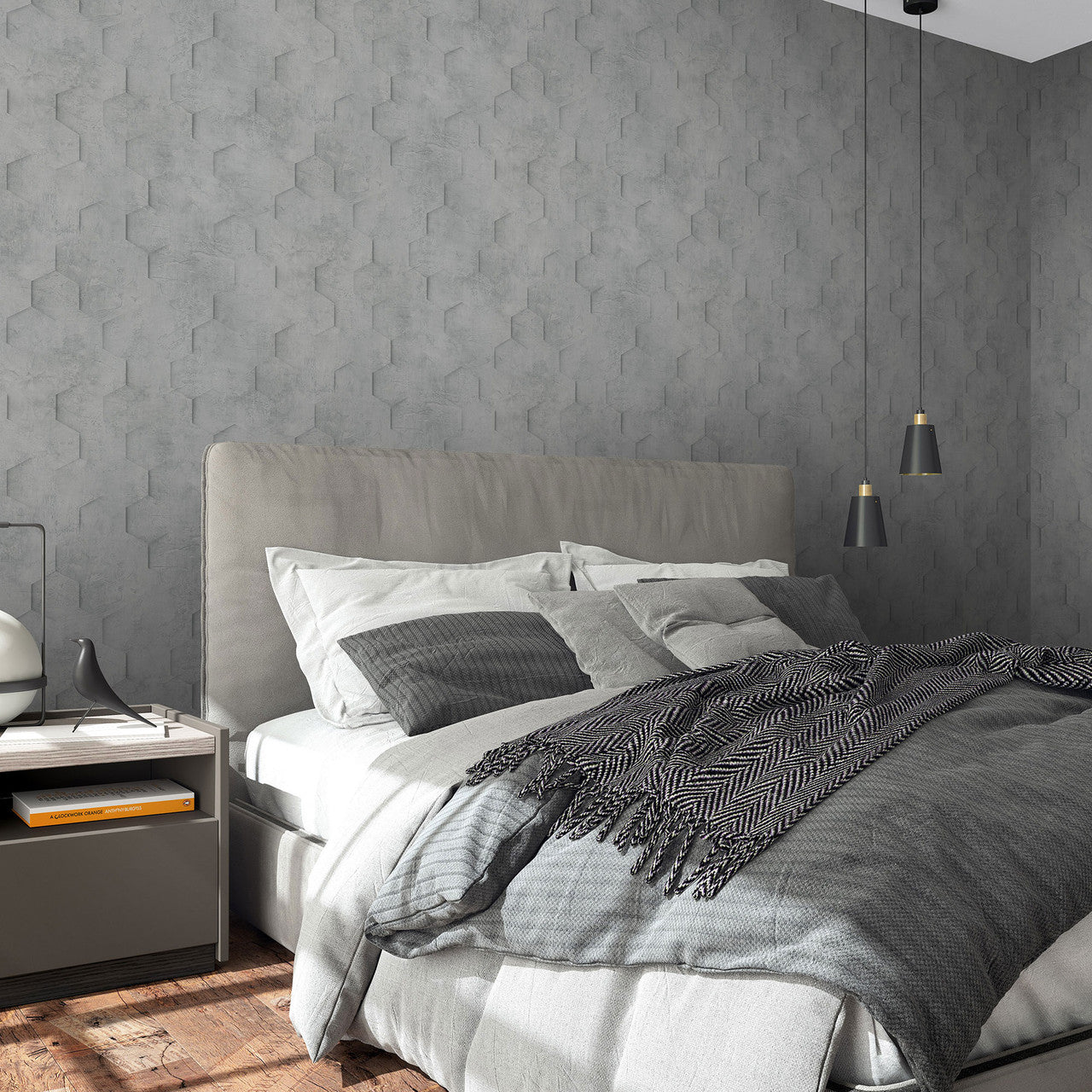 34160 3D Geometric Hexagon The New Design Book Grey Wallpaper By Galerie