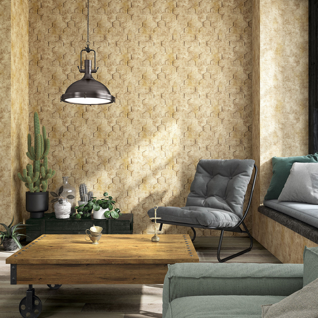 34163 3D Geometric Hexagon The New Design Book Brown Wallpaper By Galerie