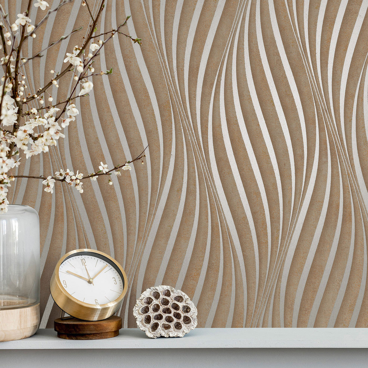 34262 Wave The New Design Book Brown Wallpaper By Galerie