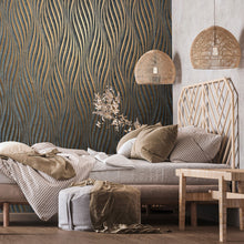 34263 Wave The New Design Book Black and Copper Wallpaper By Galerie