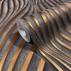 34263 Wave The New Design Book Black and Copper Wallpaper By Galerie