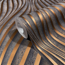 34263 Wave The New Design Book Black and Copper Wallpaper By Galerie