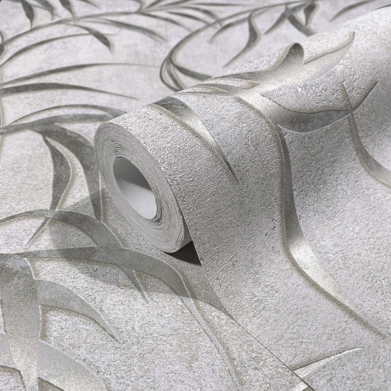 34286 Shimmer Leaf The New Design Book Warm Grey Wallpaper By Galerie